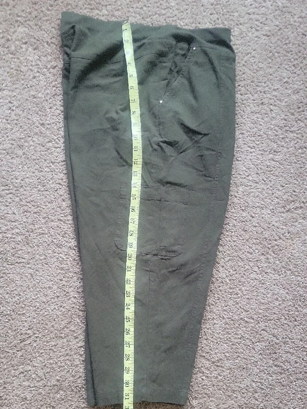 Women's  Green Knit Cargo Pants with Elastic Waist Sz L